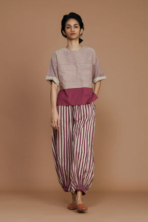 Ivory with Mauve Striped CB Ekin Co-Ord Set - Co-ord Set - Mizyana