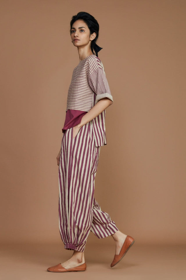 Ivory with Mauve Striped CB Ekin Co-Ord Set - Co-ord Set - Mizyana