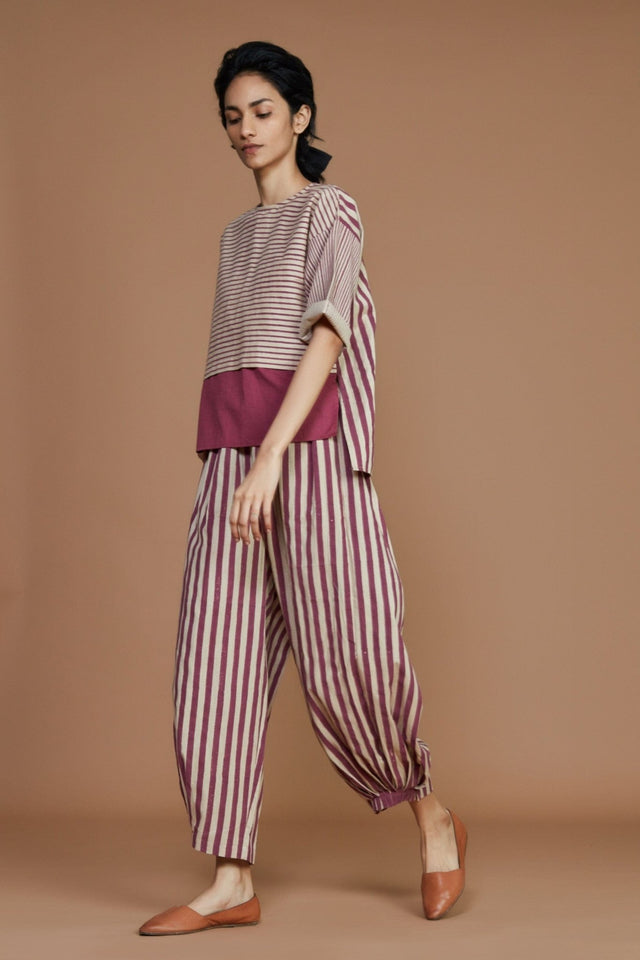 Ivory with Mauve Striped CB Ekin Co-Ord Set - Co-ord Set - Mizyana