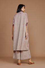 Ivory With Mauve Striped Kaftan Co-Ord Set - Co-ord Set - Mizyana