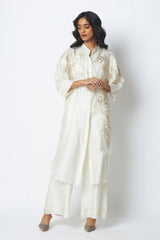 Ivory Yercad - Easy Shirt Tunic + Pants - Two-Piece Set - Mizyana