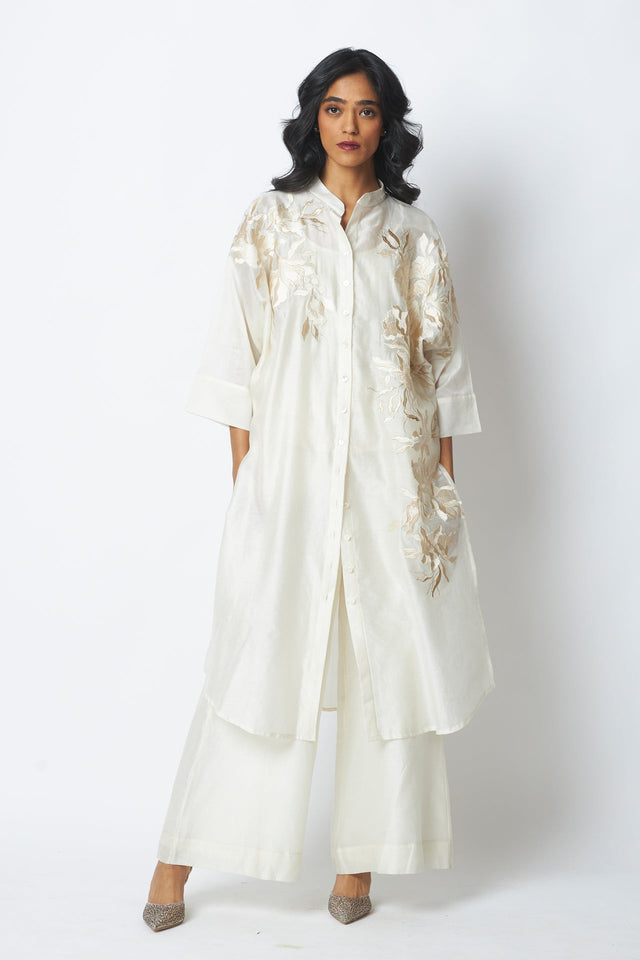 Ivory Yercad - Easy Shirt Tunic + Pants - Two-Piece Set - Mizyana