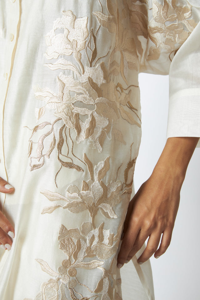 Ivory Yercad - Easy Shirt Tunic + Pants - Two-Piece Set - Mizyana