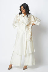 Ivory Yercad - Easy Shirt Tunic + Pants - Two-Piece Set - Mizyana