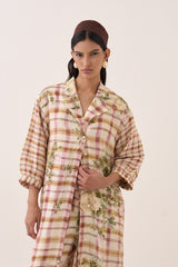 Jaali Rose Trench Jacket Set - Two-Piece Set - Mizyana