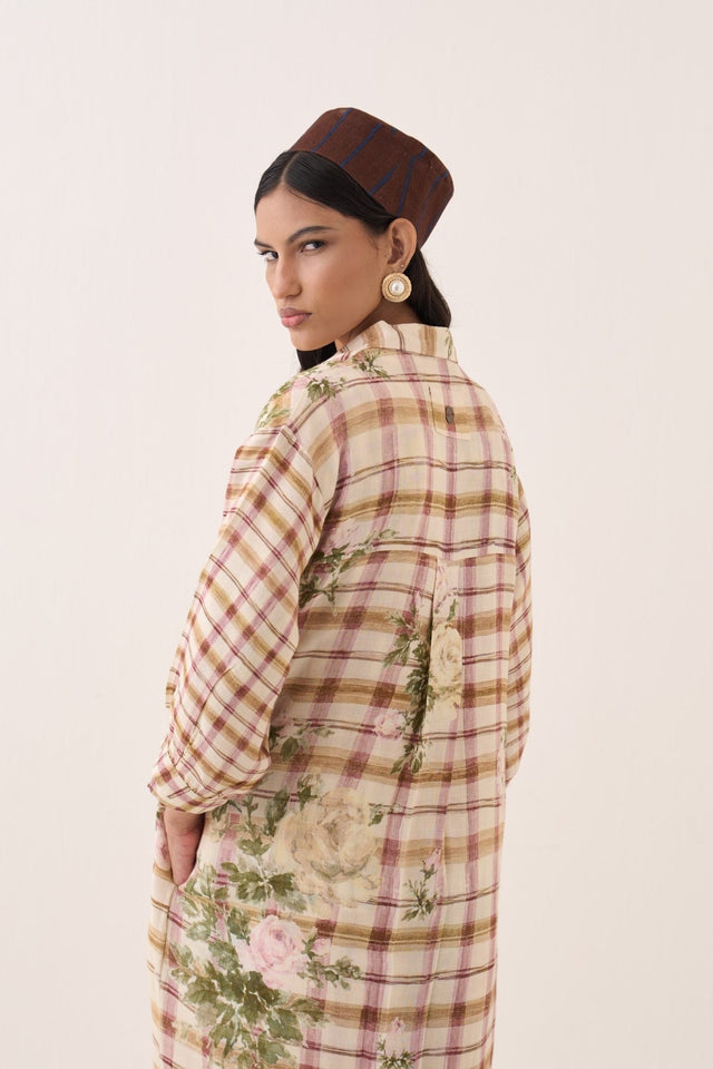 Jaali Rose Trench Jacket Set - Two-Piece Set - Mizyana