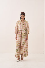 Jaali Rose Trench Jacket Set - Two-Piece Set - Mizyana