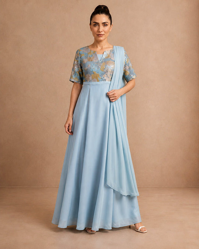Jacquard Bodice Kaftan - Kaftan - Mizyana