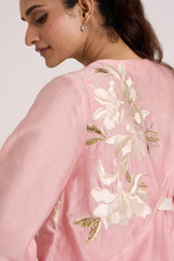Jay Pink Hira-Jun: Panelled Midi Dress with Overlap Jacket - Two-Piece Set - Mizyana