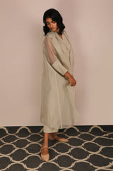 Jumpsuit And Long Organza Jacket Set - Two-Piece Set - Mizyana