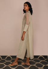Jumpsuit And Long Organza Jacket Set - Two-Piece Set - Mizyana