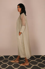 Jumpsuit And Long Organza Jacket Set - Two-Piece Set - Mizyana