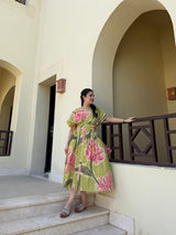 Juno Dress in Tuscan Olive Print - Dress - Mizyana