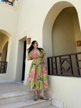 Juno Dress in Tuscan Olive Print - Dress - Mizyana