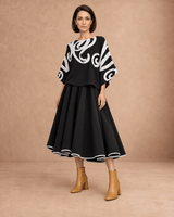 Kapuna Black Piped Hem Oversize Cotton Skirt - Skirt - Mizyana