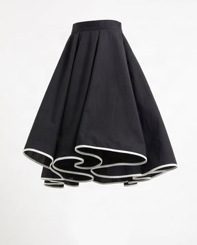 Kapuna Black Piped Hem Oversize Cotton Skirt - Skirt - Mizyana