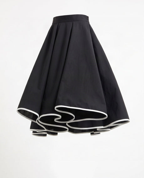 Kapuna Black Piped Hem Oversize Cotton Skirt - Skirt - Mizyana