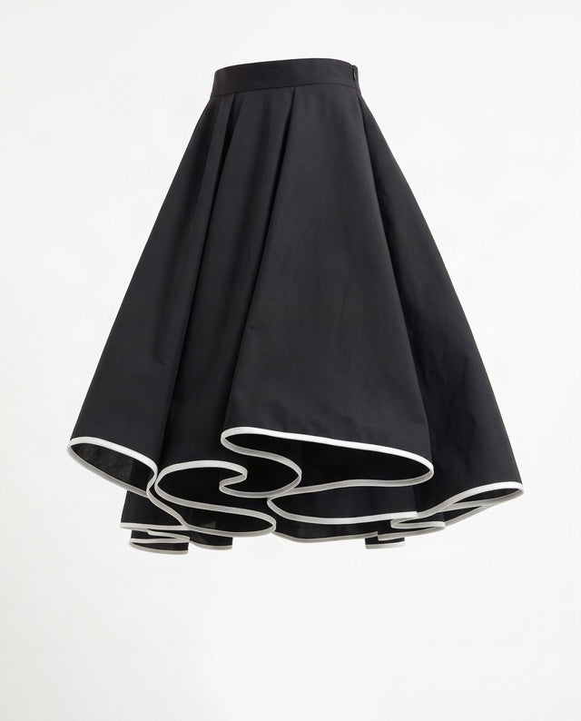 Kapuna Black Piped Hem Oversize Cotton Skirt - Skirt - Mizyana