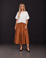 Kimono Top and Clay Silk Skirt Two-Piece Set - Two-Piece Set - Mizyana