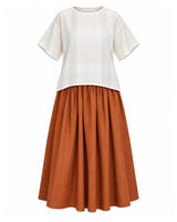 Kimono Top and Clay Silk Skirt Two-Piece Set - Two-Piece Set - Mizyana