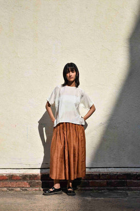 Kimono Top-Clay Skirt Silk Set - Two-Piece Set - Mizyana