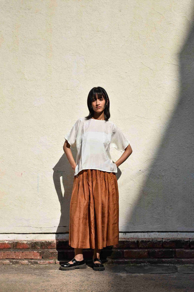 Kimono Top-Clay Skirt Silk Set - Two-Piece Set - Mizyana