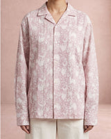 Kiro Blush Pink Floral Print Cuban Collar Shirt - Shirt - Mizyana