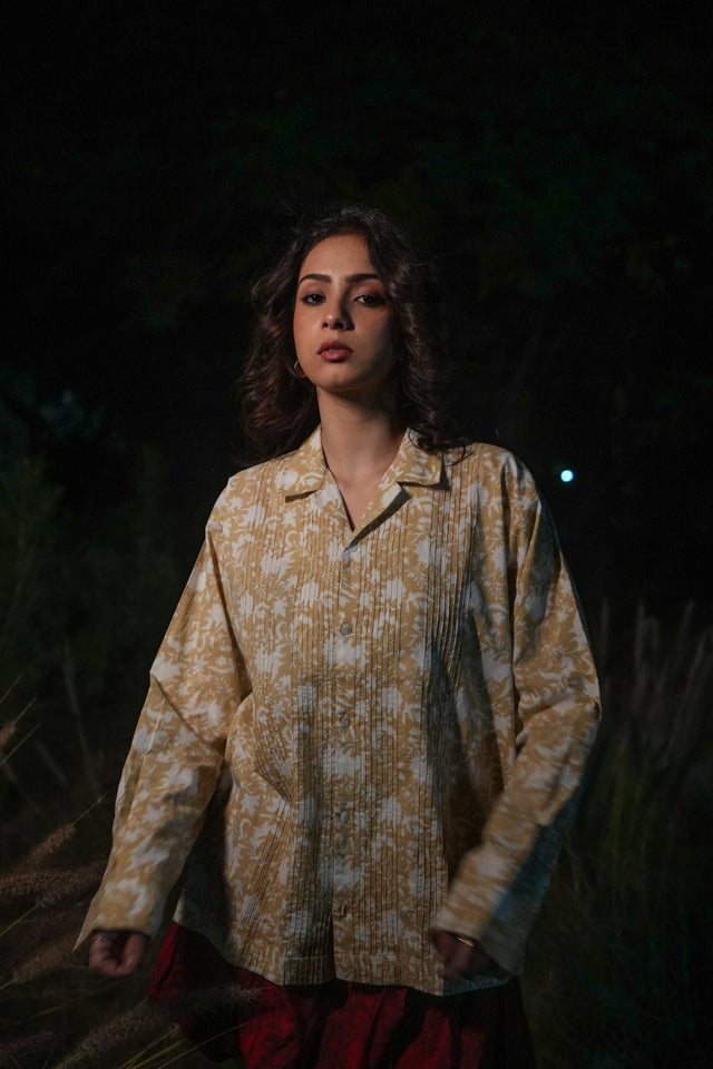 Kiro Cuban Collar Shirt - Beige - Shirt - Mizyana