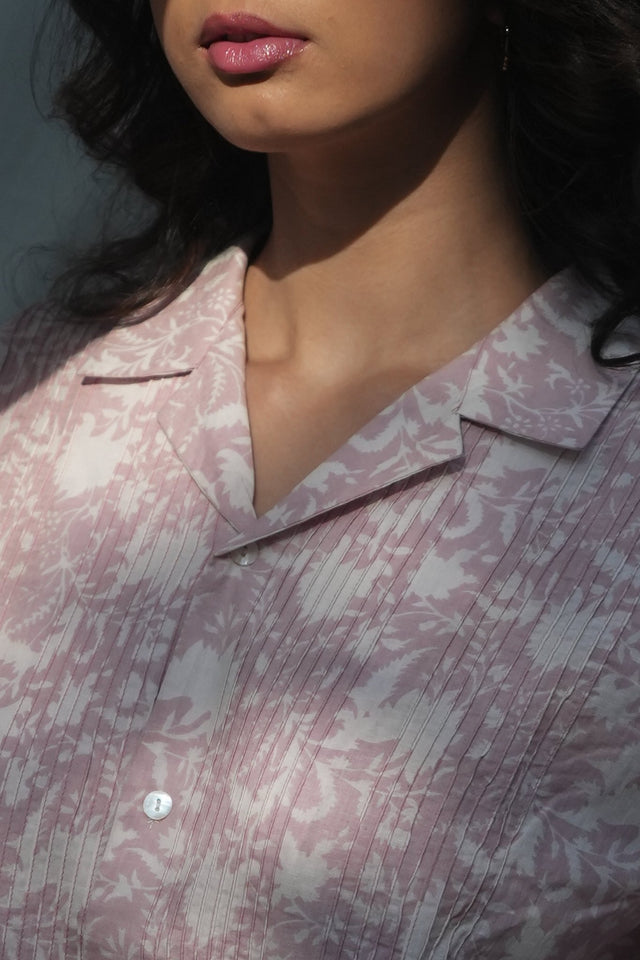 Kiro Cuban Collar Shirt - Blush Pink - Shirt - Mizyana