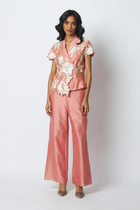 Kumud - Window Wrap Vest & Pant Set - Co-ord Set - Mizyana