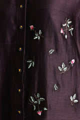 Lavender Pin Tuck Shirt in Silk Chanderi with Embroidery and Straight Pants in Silk Chanderi - Two-Piece Set - Mizyana