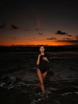 Levana One Piece Swimsuit 3/4 Sleeves - Black - Swimsuit - Mizyana