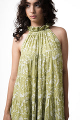 Lila Neck Gathered Dress - Pear - Dress - Mizyana