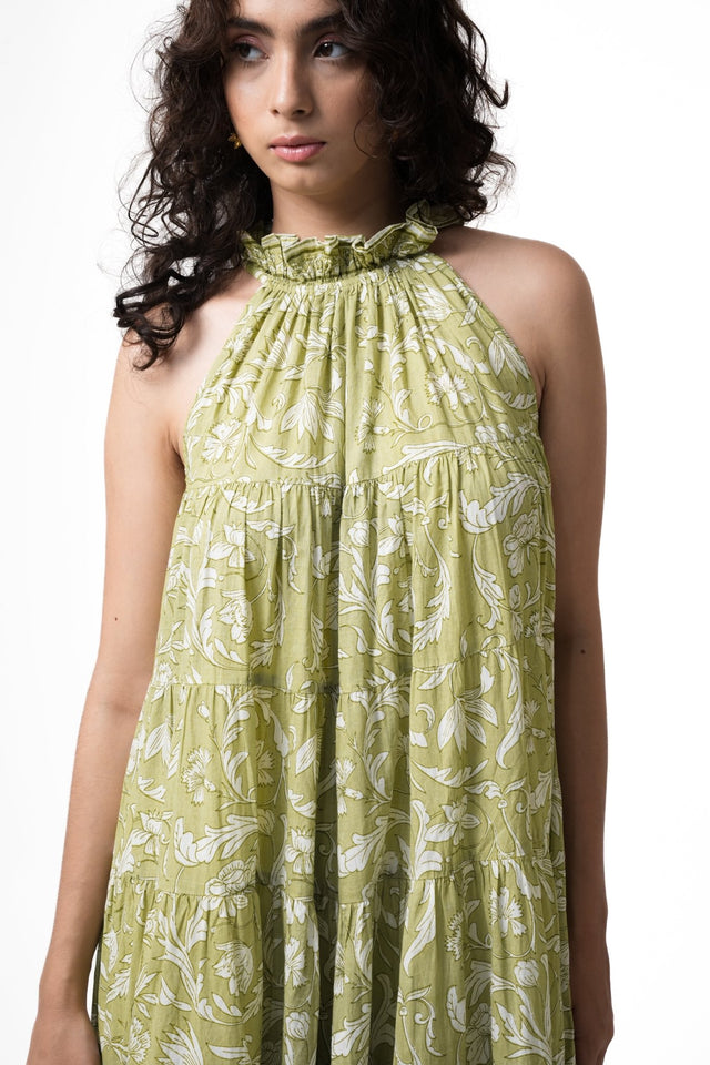 Lila Neck Gathered Dress - Pear - Dress - Mizyana