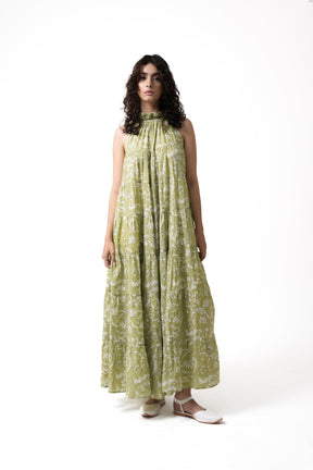 Lila Neck Gathered Dress - Pear - Dress - Mizyana