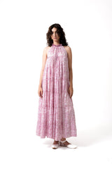 Lila Neck Gathered Dress - Rose - Dress - Mizyana