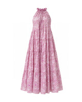 Lila Rose Pink Floral Halter Tiered Cotton Maxi Dress - Dress - Mizyana