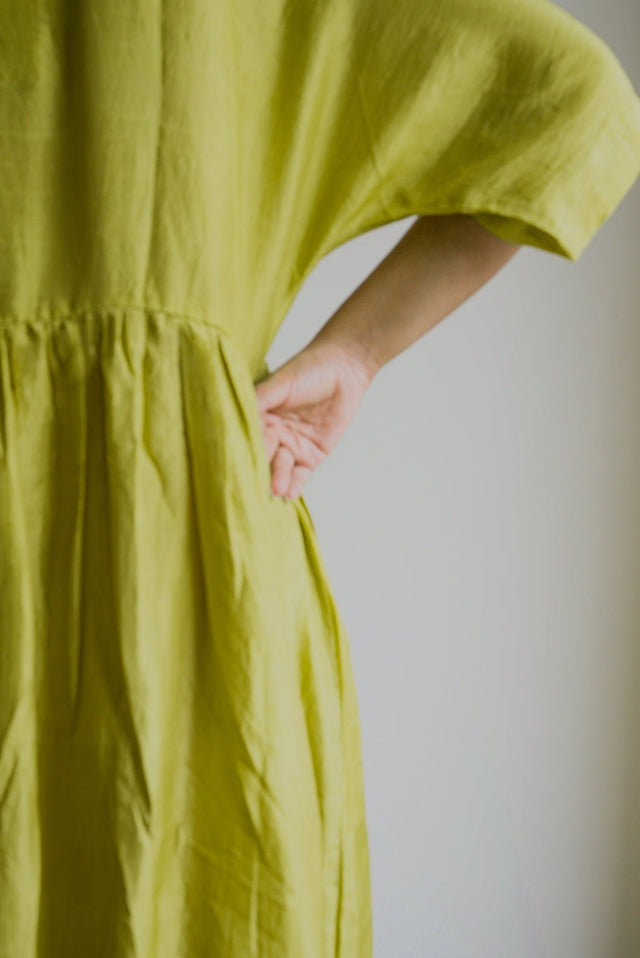 Lime Green Kimono Sleeve Dress - Dress - Mizyana