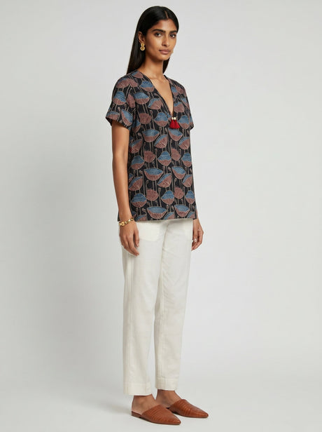 Lin Black Poppy Modal Top - Shirt - Mizyana
