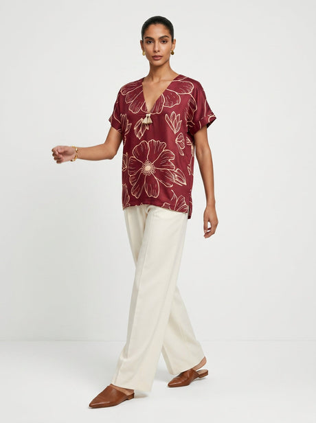 Lin Red Modal Top - Shirt - Mizyana