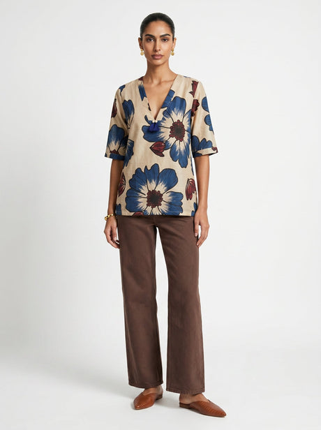 Lin White Chanderi Top - Shirt - Mizyana