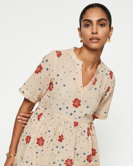 Lou Beige Cotton Top - Shirt - Mizyana