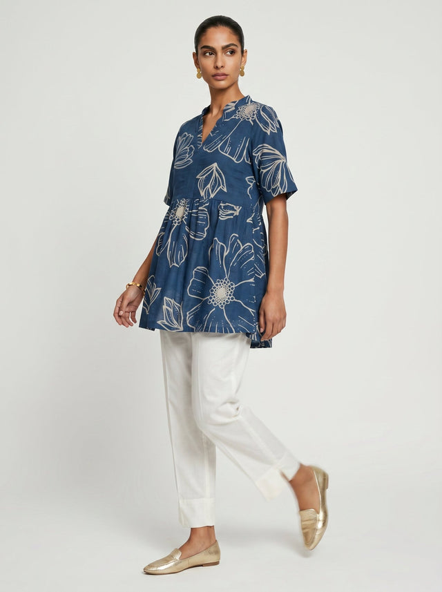 Lou Blue Cotton Top - Shirt - Mizyana