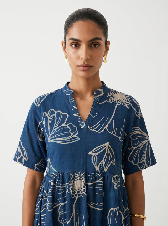 Lou Blue Cotton Top - Shirt - Mizyana