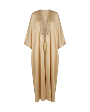 Luxe Satin Front Trim Abaya - Abaya - Mizyana