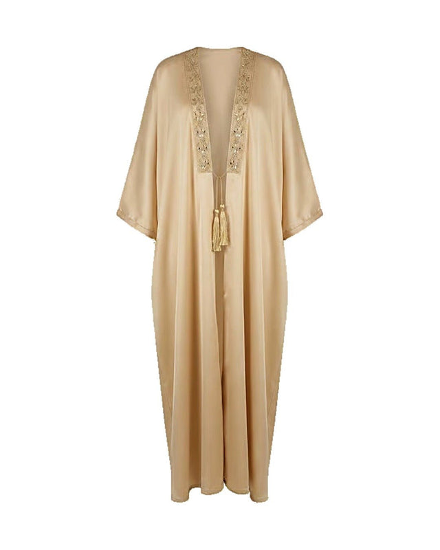 Luxe Satin Front Trim Abaya - Abaya - Mizyana
