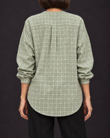 Madras Flair Sage Green Checked Handwoven Cotton Shirt - Shirt - Mizyana