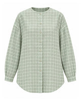 Madras Flair Sage Green Checked Handwoven Cotton Shirt - Shirt - Mizyana
