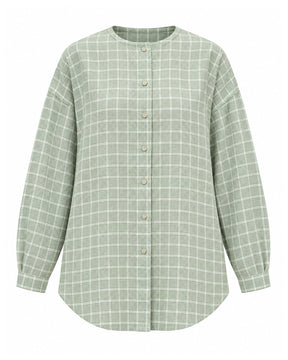 Madras Flair Sage Green Checked Handwoven Cotton Shirt - Shirt - Mizyana
