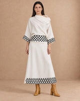 Maia Black and White Lattice Linen Tie-Back Belt - Belt - Mizyana